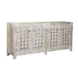 Alta 4Dr Diamond Carving Sideboard Bleached White