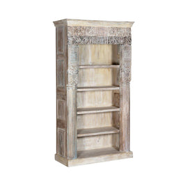 Alta Tall Carved Panel Bookcase Bleached White