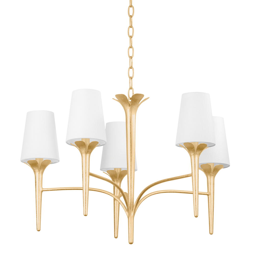 Emily 5 Light Chandelier - Gold Leaf