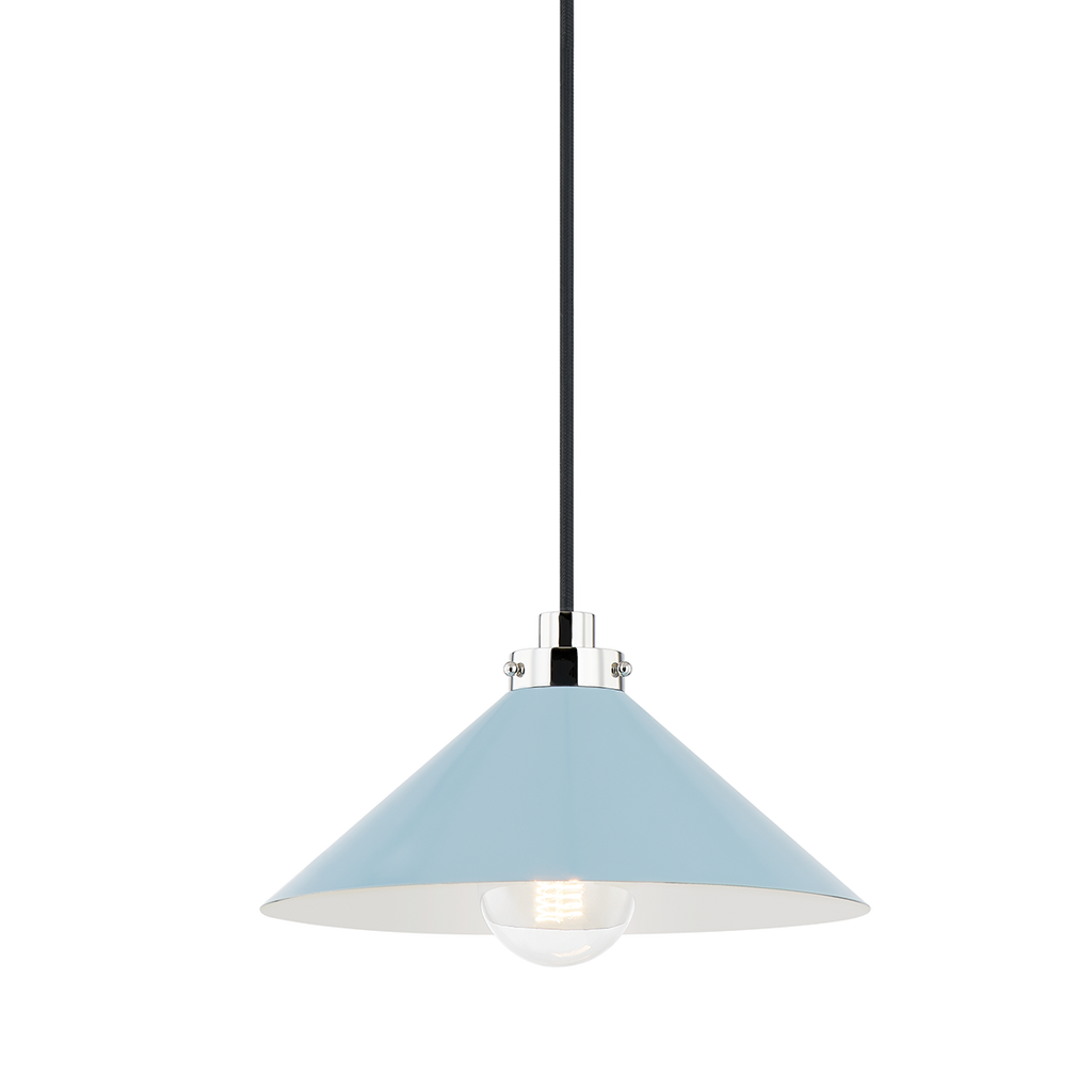 Clivedon 1 Light Pendant - Polished Nickel 6.5"