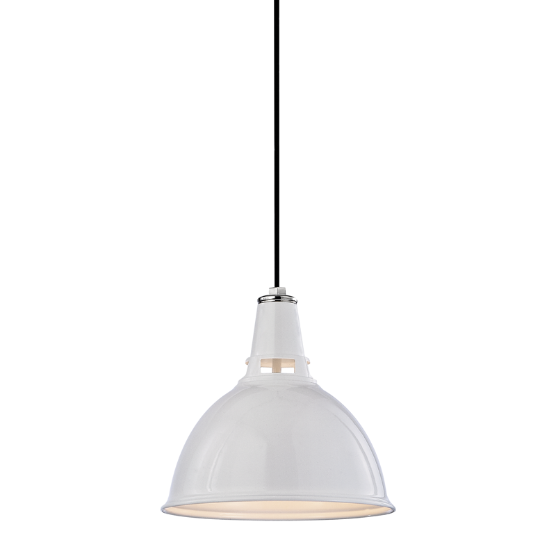 Lydney Pendant 10" - White Polished Nickel