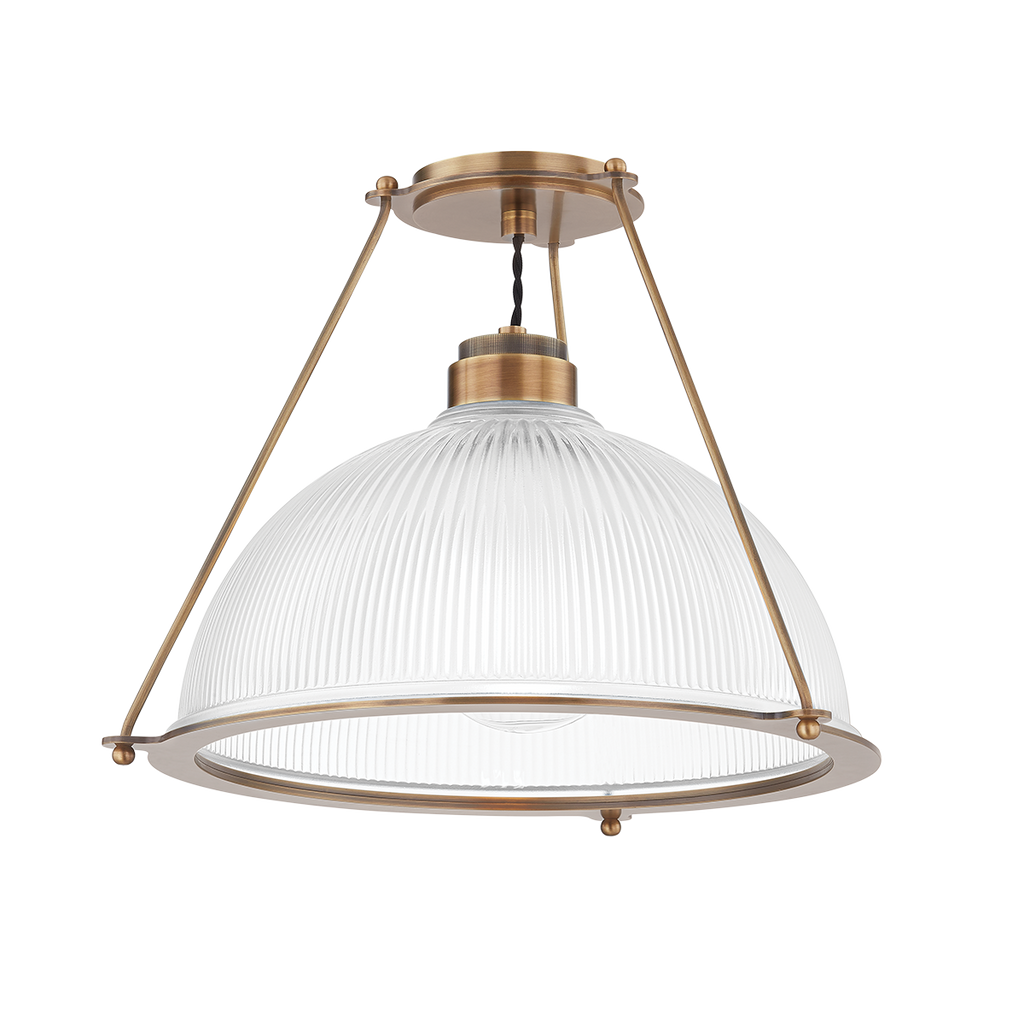 Glint 1 Light Semi Flush Mount - Patina Brass 13"