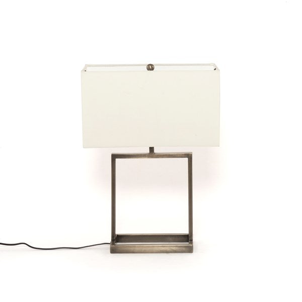 Abe Table Lamp-White Silk/Dark Pewter by Four Hands