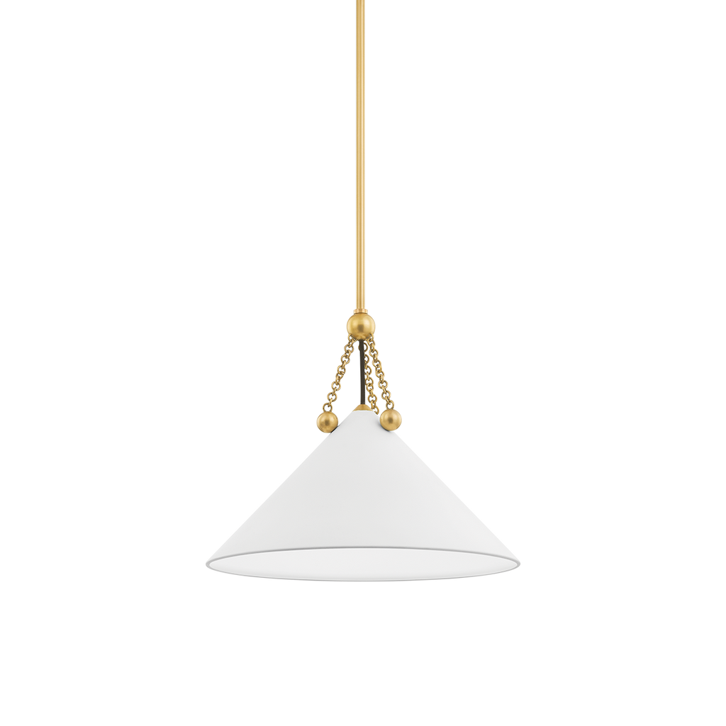 Kalea 1 Light Pendant - Aged Brass 15" - Soft White