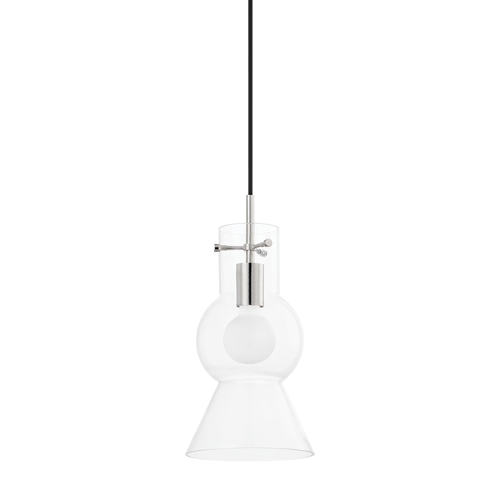 Mirabel 1 Light Pendant - Polished Nickel 15.5"