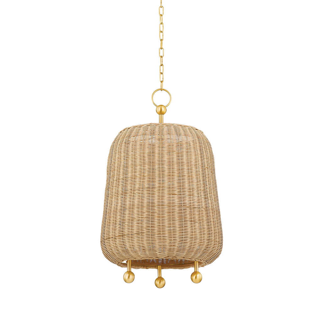 Elena 1 Light Pendant - Aged Brass 28"