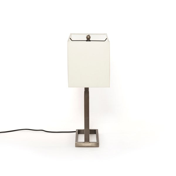 Abe Table Lamp-White Silk/Dark Pewter by Four Hands