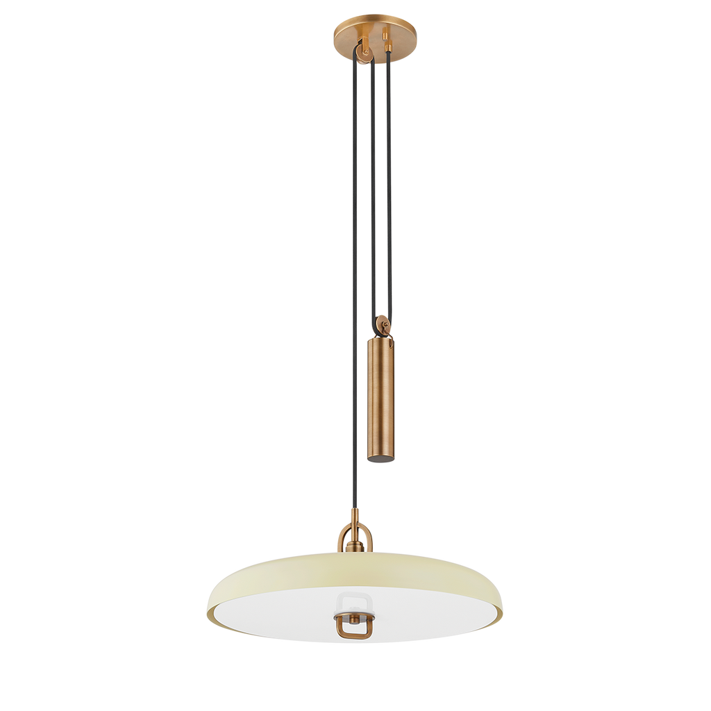 Plummet 1 Light Pendant - Patina Brass 8" - Soft Sand