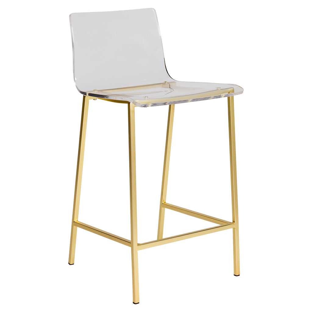 Chloe-C Counter Stool - Clear,Brushed Gold,Set of 2