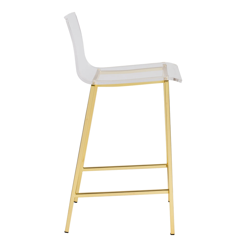 Chloe-C Counter Stool - Clear,Brushed Gold,Set of 2