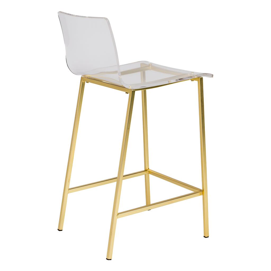 Chloe-C Counter Stool - Clear,Brushed Gold,Set of 2