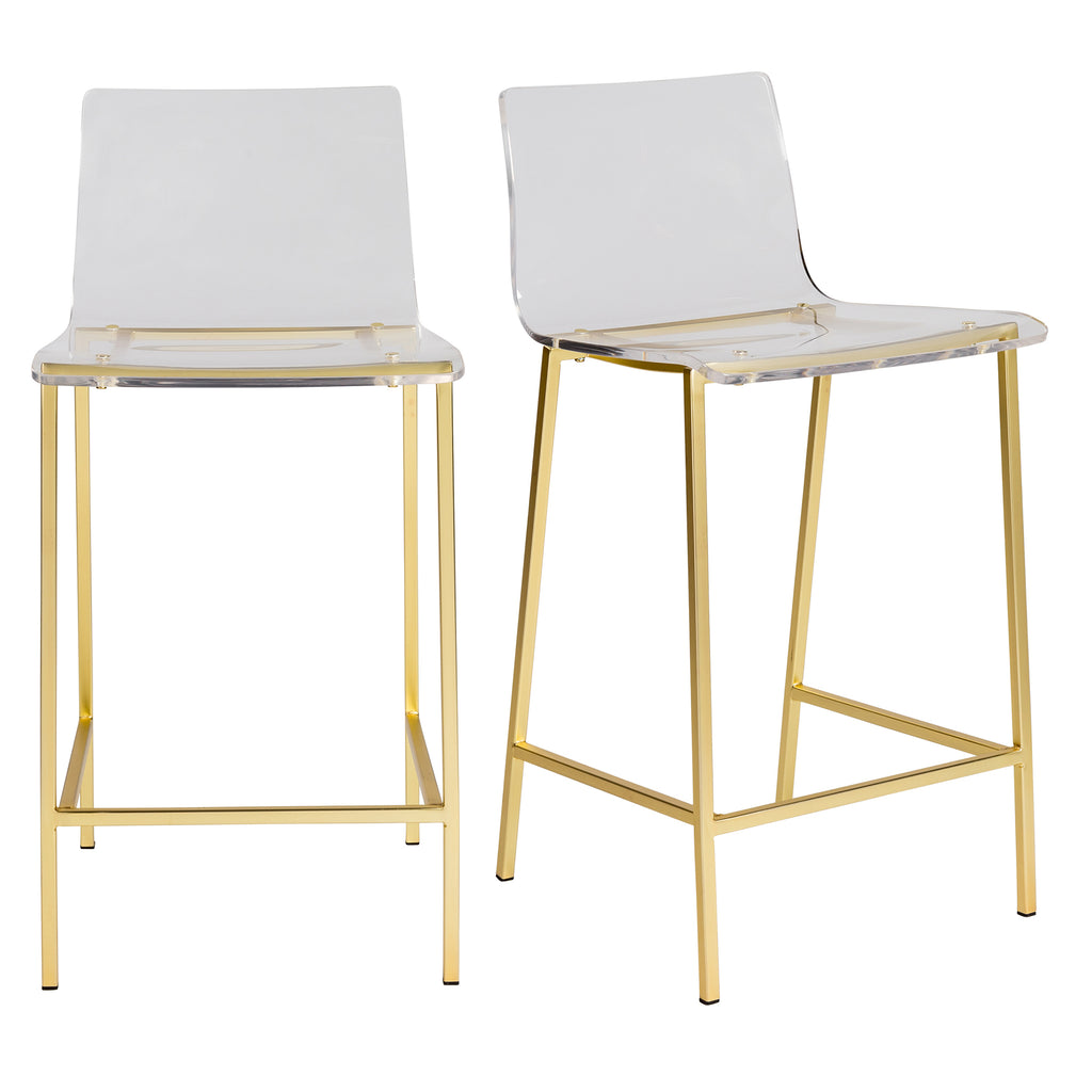 Chloe-C Counter Stool - Clear,Brushed Gold,Set of 2