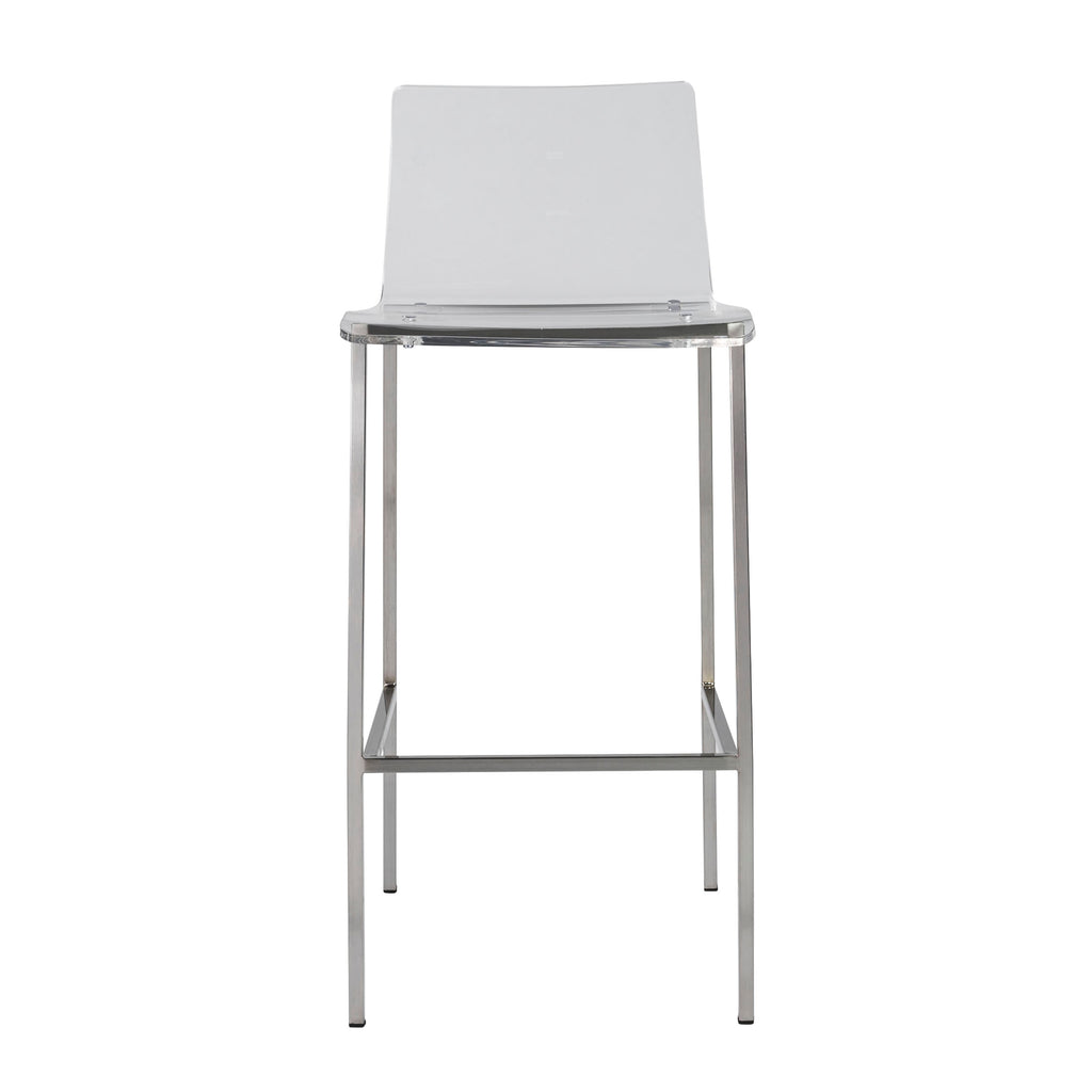 Chloe-B Bar Stool - Clear,Brushed Aluminum,Set of 2