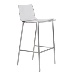 Chloe-B Bar Stool - Clear,Brushed Aluminum,Set of 2