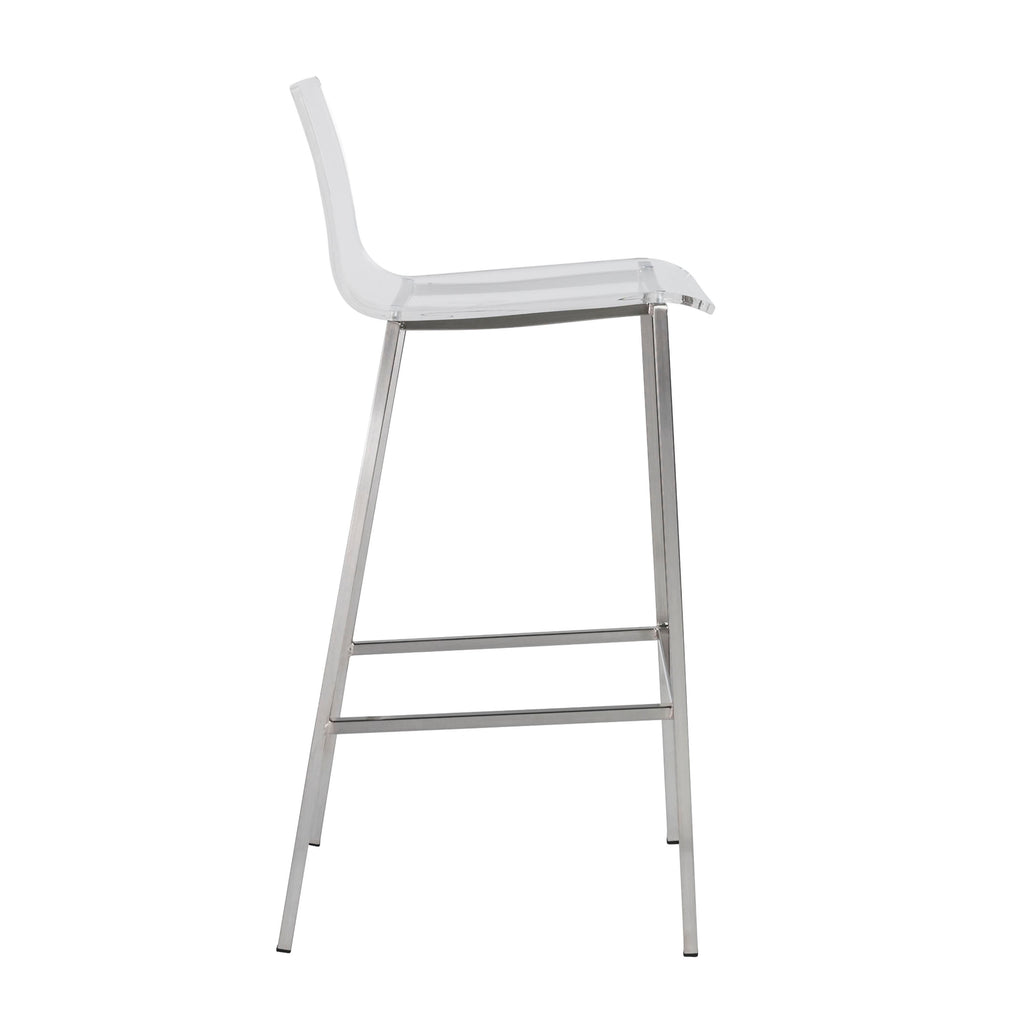 Chloe-B Bar Stool - Clear,Brushed Aluminum,Set of 2