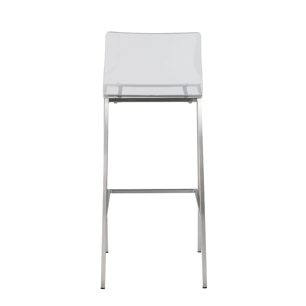 Chloe-B Bar Stool - Clear,Brushed Aluminum,Set of 2