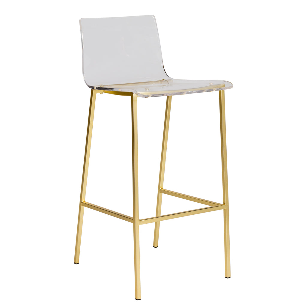 Chloe-B Bar Stool - Clear,Brushed Gold,Set of 2