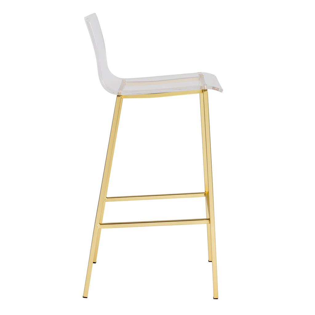 Chloe-B Bar Stool - Clear,Brushed Gold,Set of 2