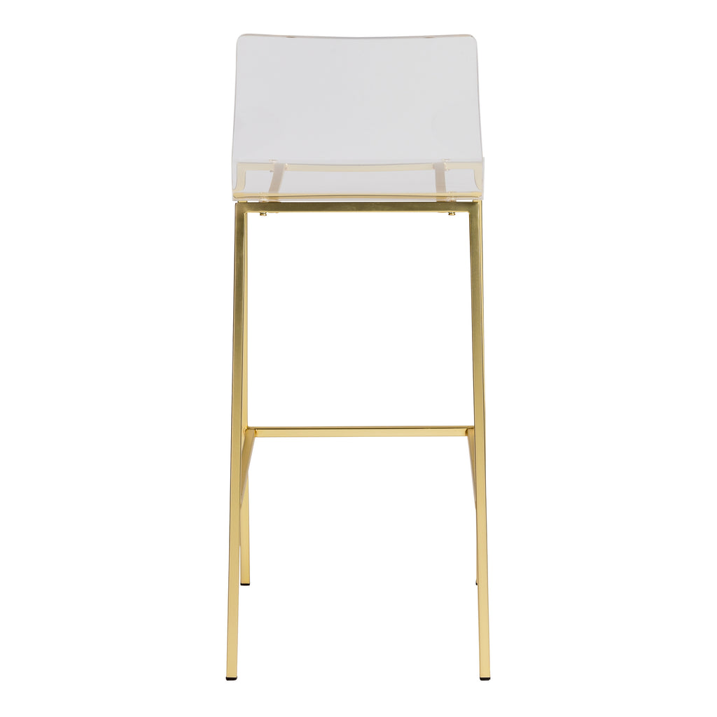 Chloe-B Bar Stool - Clear,Brushed Gold,Set of 2