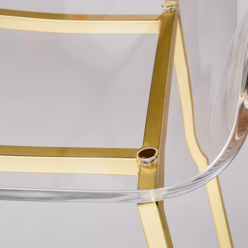 Chloe-B Bar Stool - Clear,Brushed Gold,Set of 2