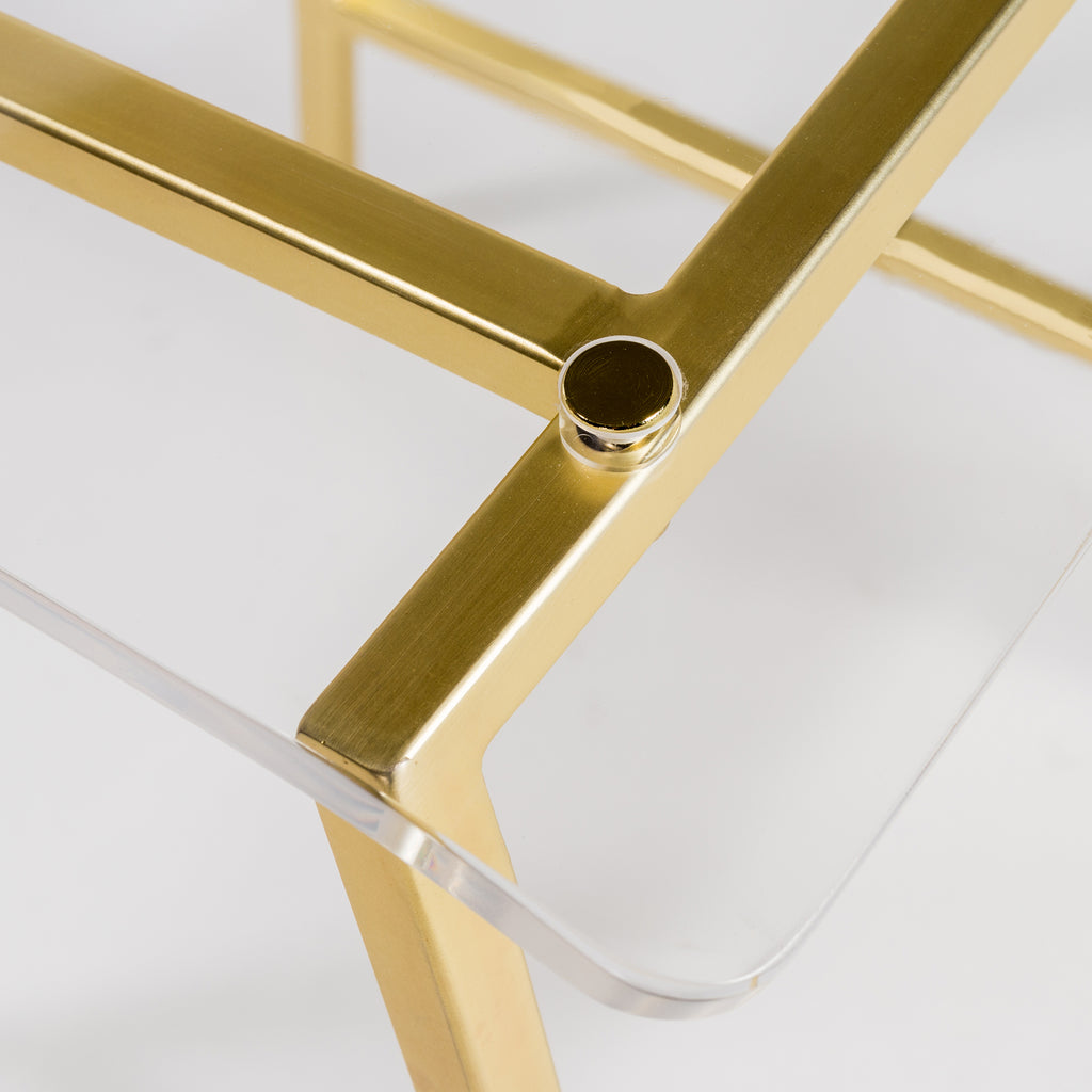 Chloe-B Bar Stool - Clear,Brushed Gold,Set of 2