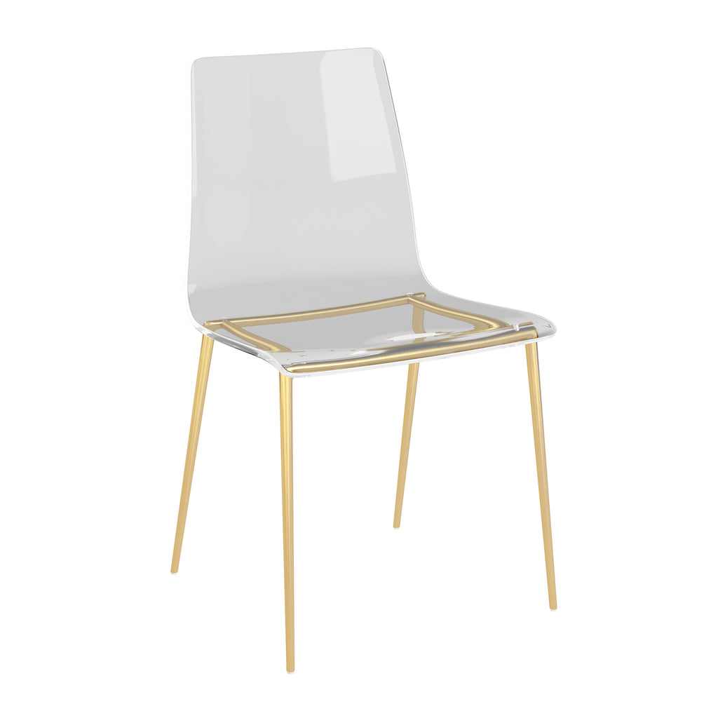 Cilla Side Chair - Clear,Brushed Gold,Set of 2