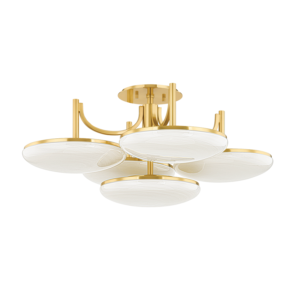 Bregman 5 Light Semi Flush - Aged Brass