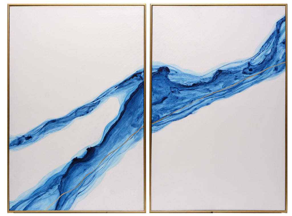 Fluidity (Set Of 2) - 40" X 60" - Gold Floater Frame