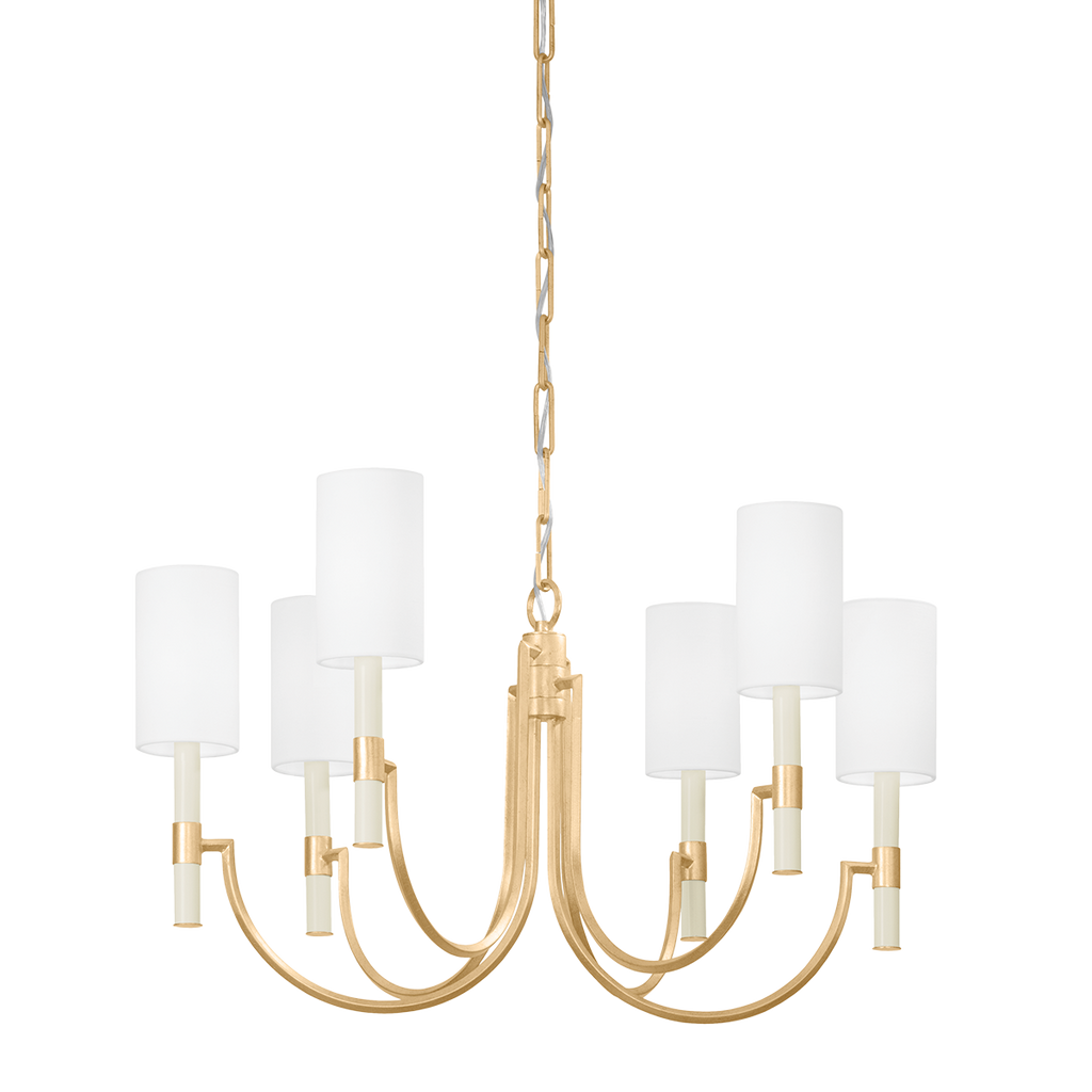 Gustine 6 Light Chandelier - Vintage Gold Leaf