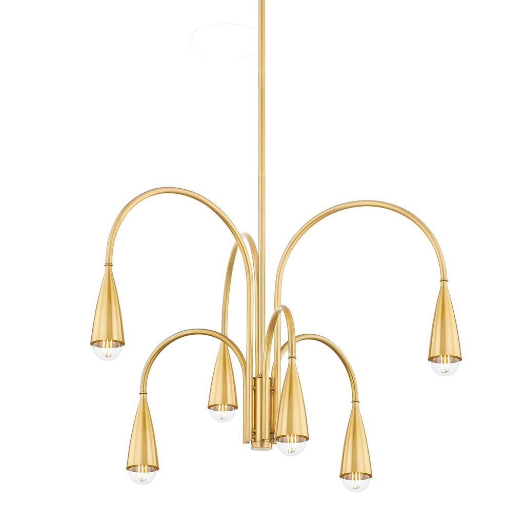 Jenica 6 Light Chandelier - Aged Brass