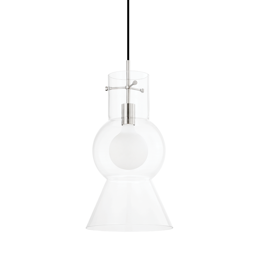 Mirabel 1 Light Pendant - Polished Nickel 21.25"