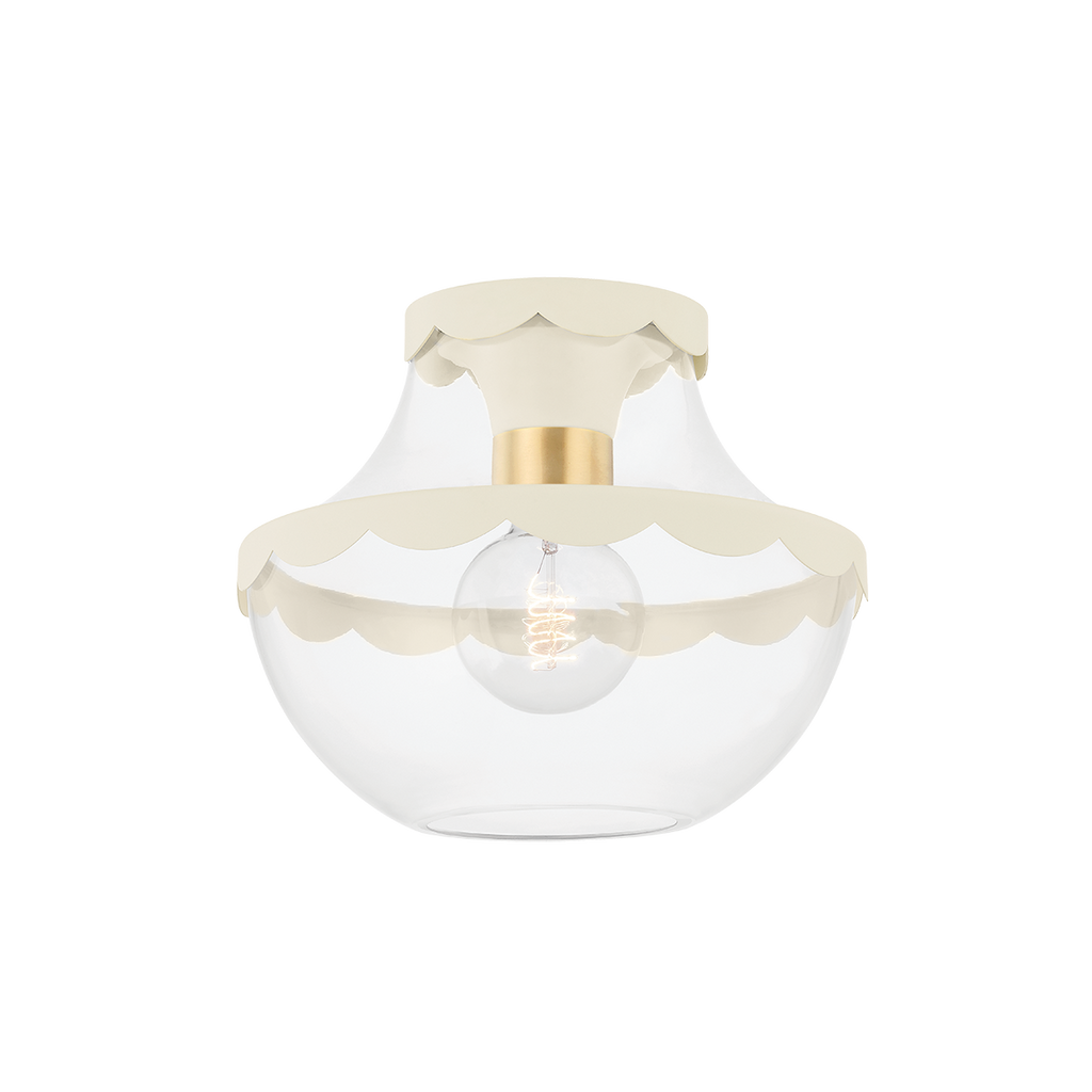 Alaina 1 Light Semi Flush - Aged Brass