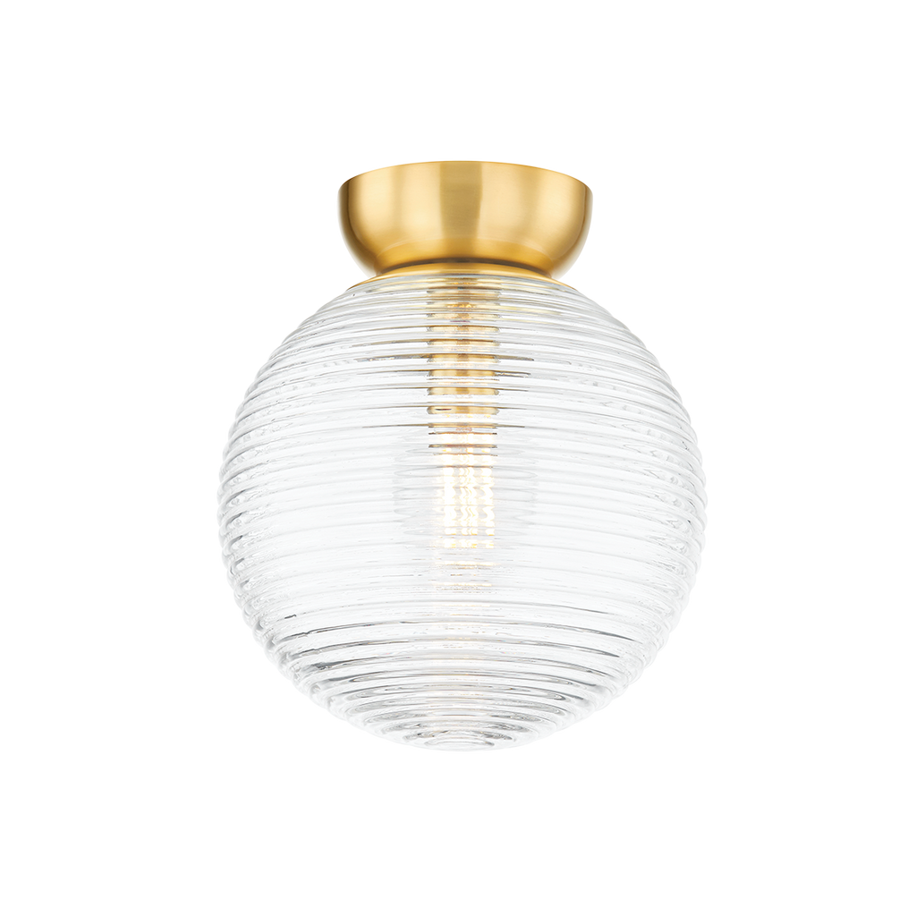 Sara 1 Light Flush Mount - Aged Brass