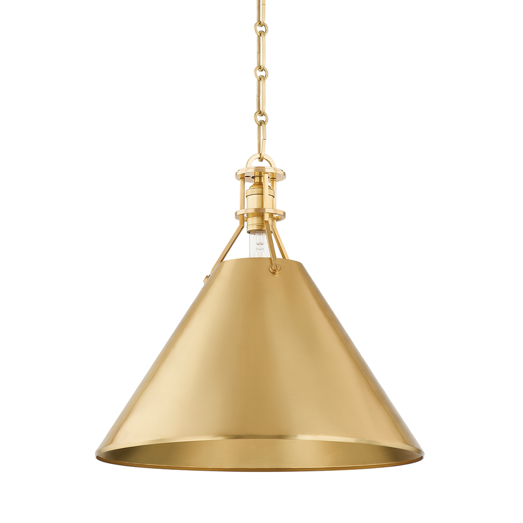 Metal No. 2 1 Light Pendant - Aged Brass 14.5"