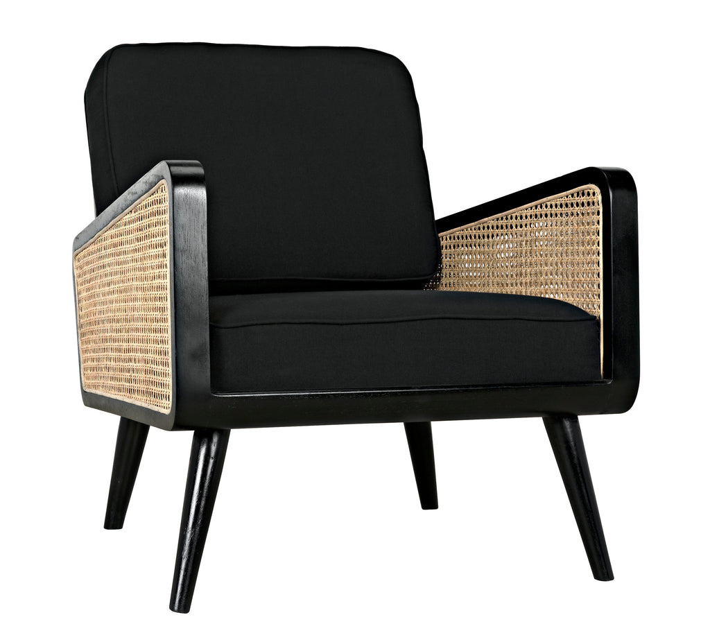 Edward Chair, Charcoal Black with Caning