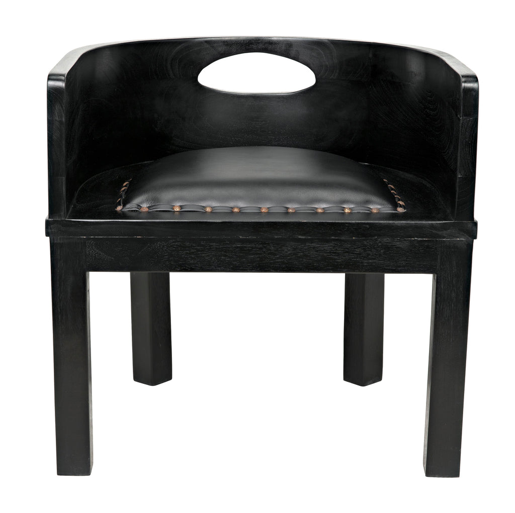 Latour Chair with Leather, Charcoal Black