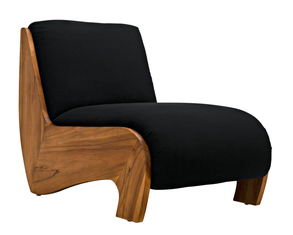 Portofino Chaise, Teak with Black Cotton