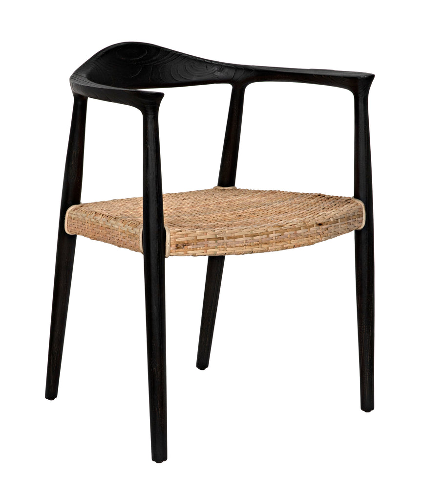 Dallas Chair, Black Burnt with Rattan