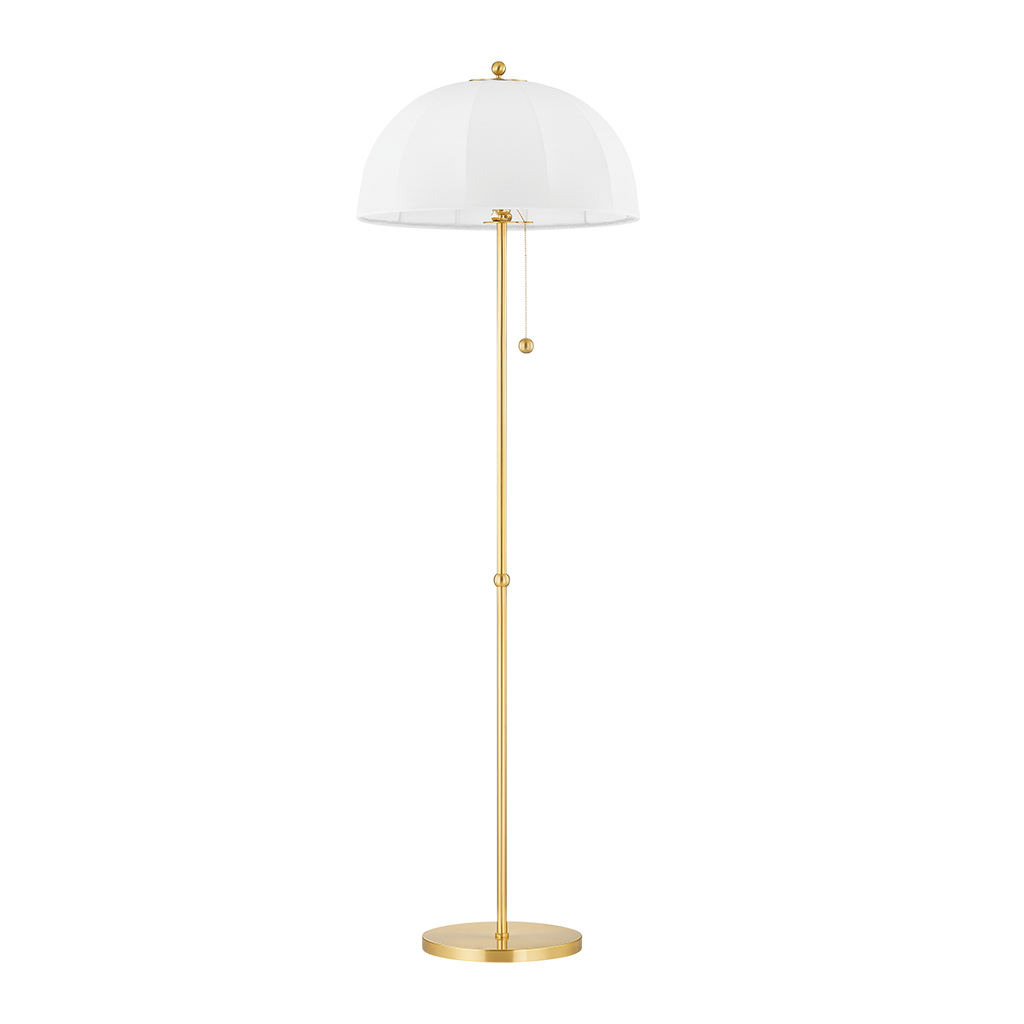 Meshelle 1 Light Floor Lamp - Aged Brass