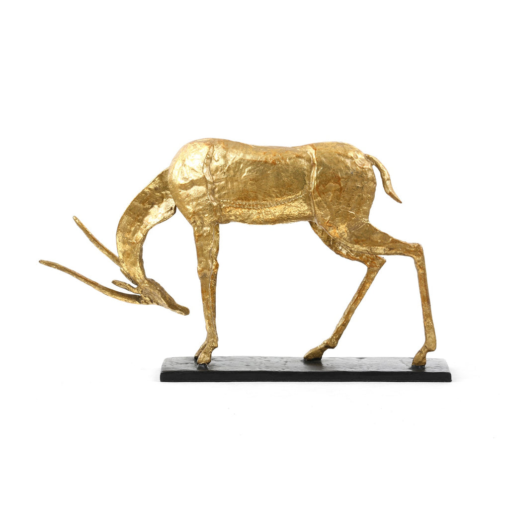 Antelope Straight Horn Statue - Gold Leaf