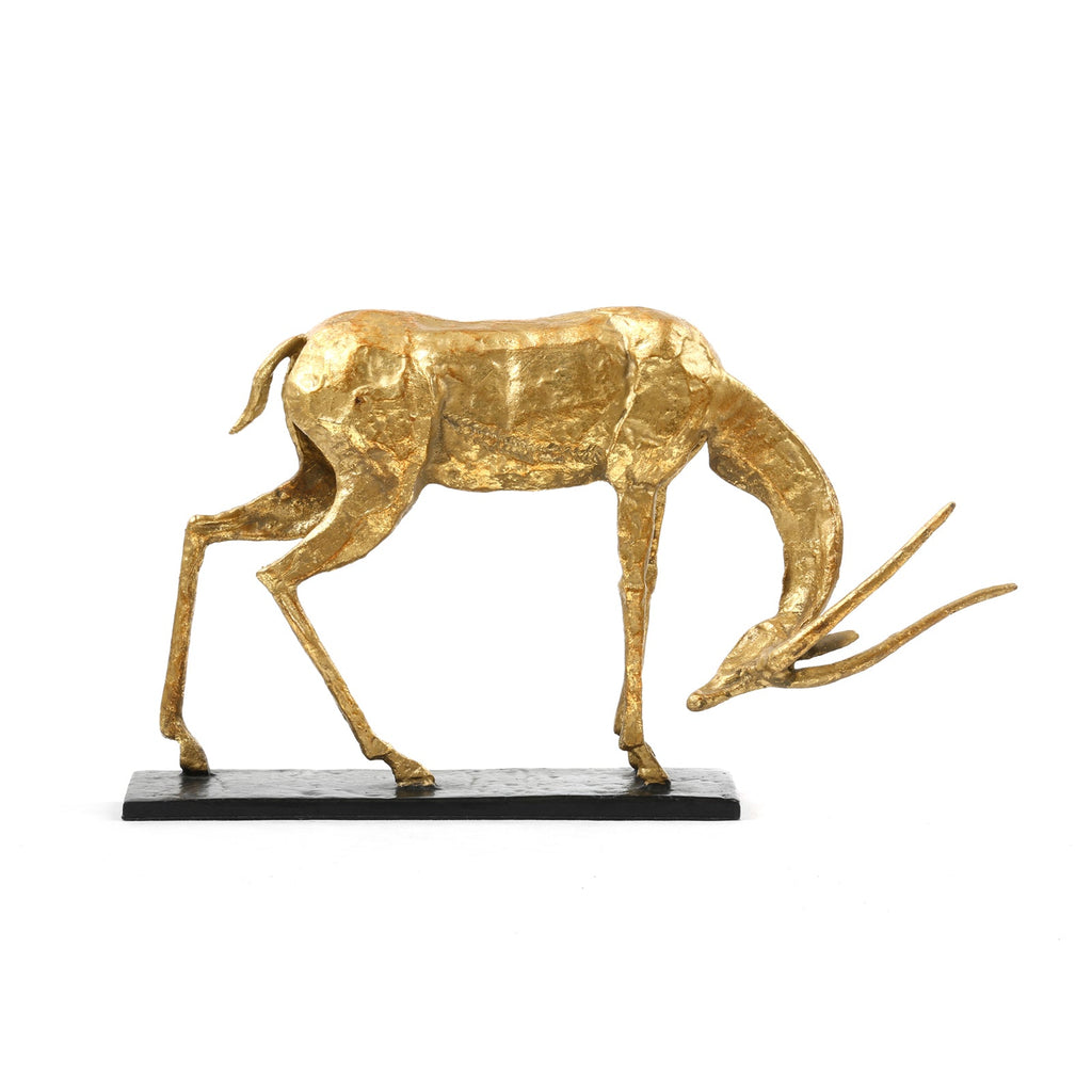 Antelope Straight Horn Statue - Gold Leaf