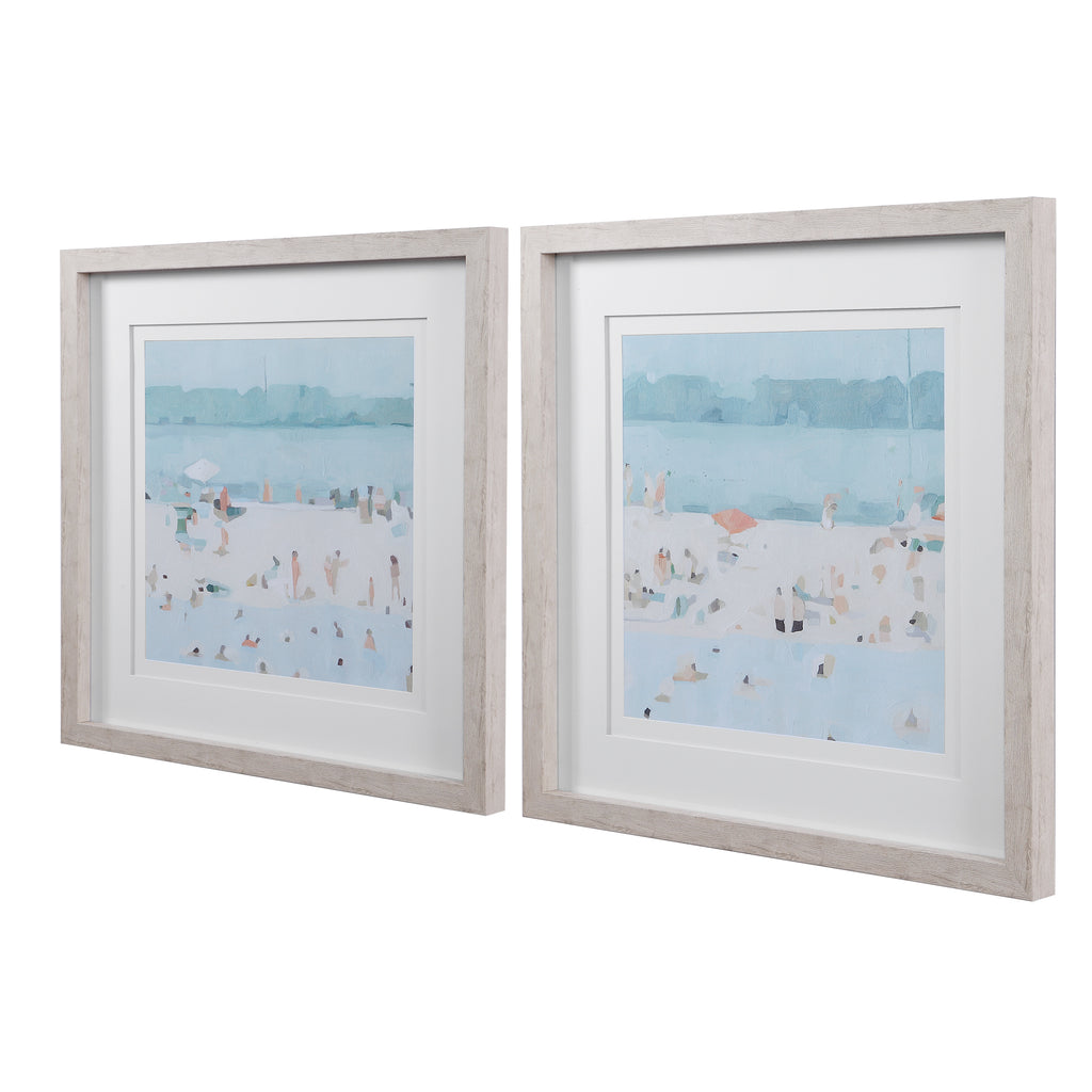 Sea Glass Sandbar Framed Prints, Set/2