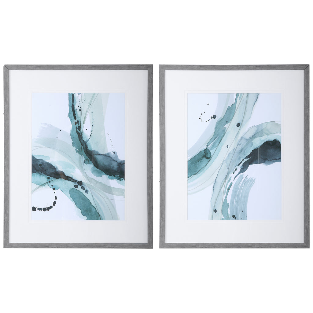 Depth Abstract Watercolor Prints, Set of 2