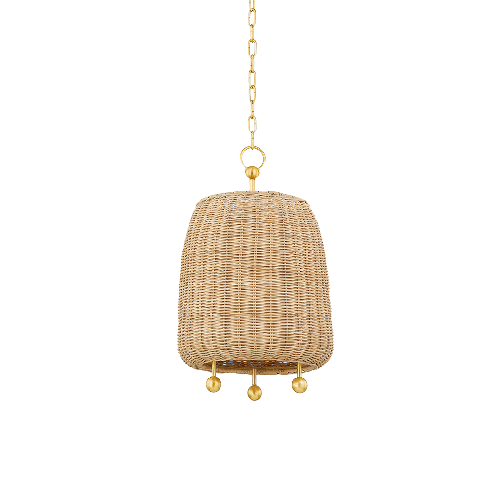 Elena 1 Light Pendant - Aged Brass 19.5"