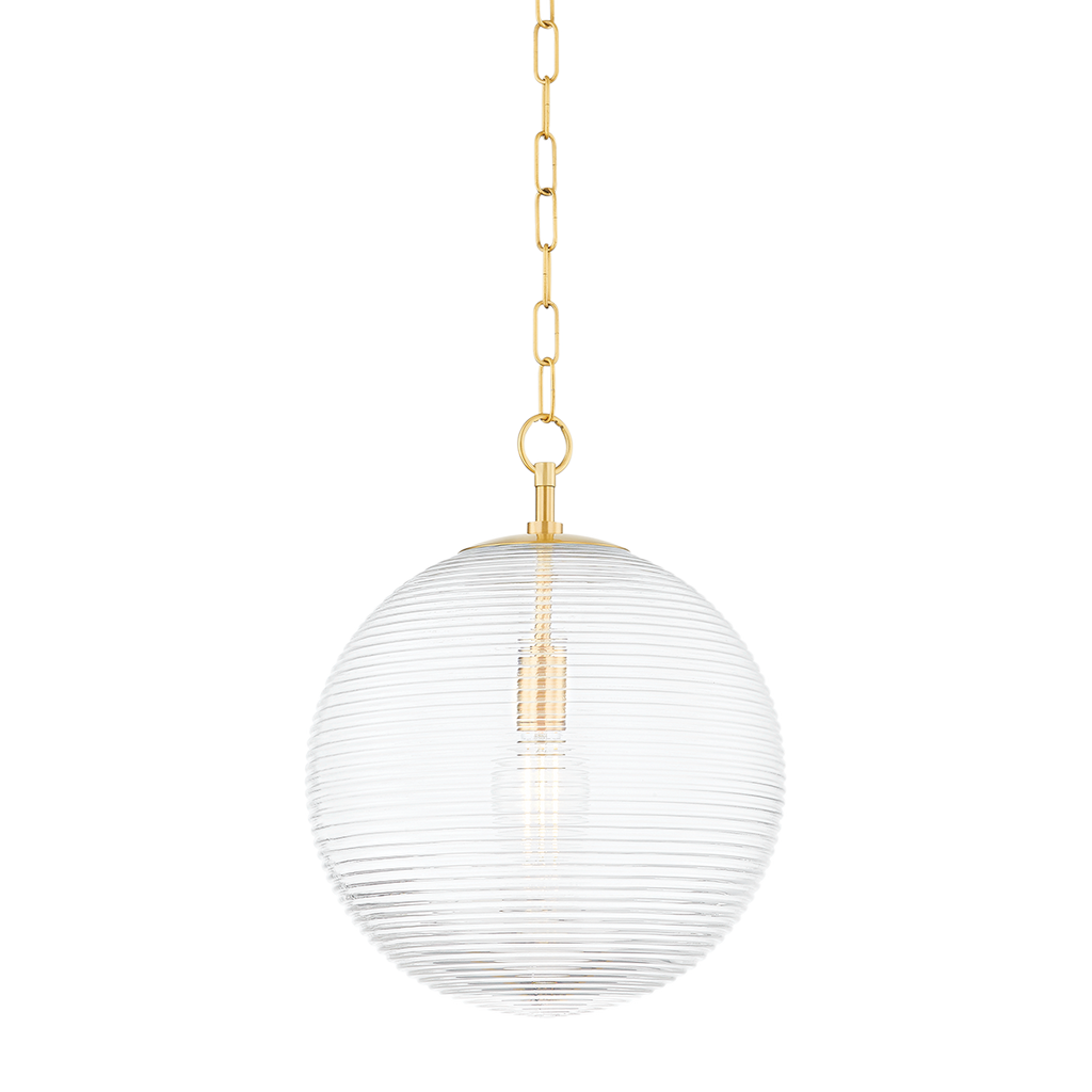 Sara 1 Light Pendant - Aged Brass 19"