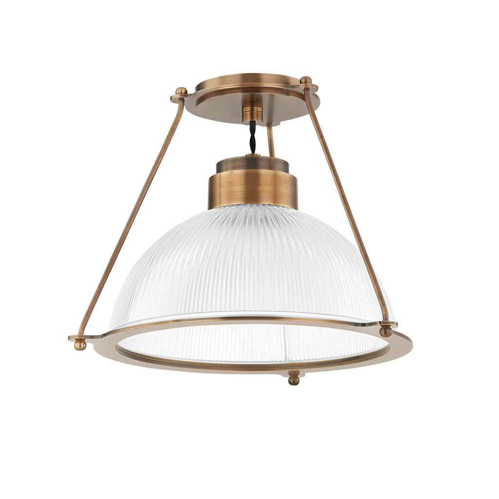 Glint 1 Light Semi Flush Mount - Patina Brass 11"