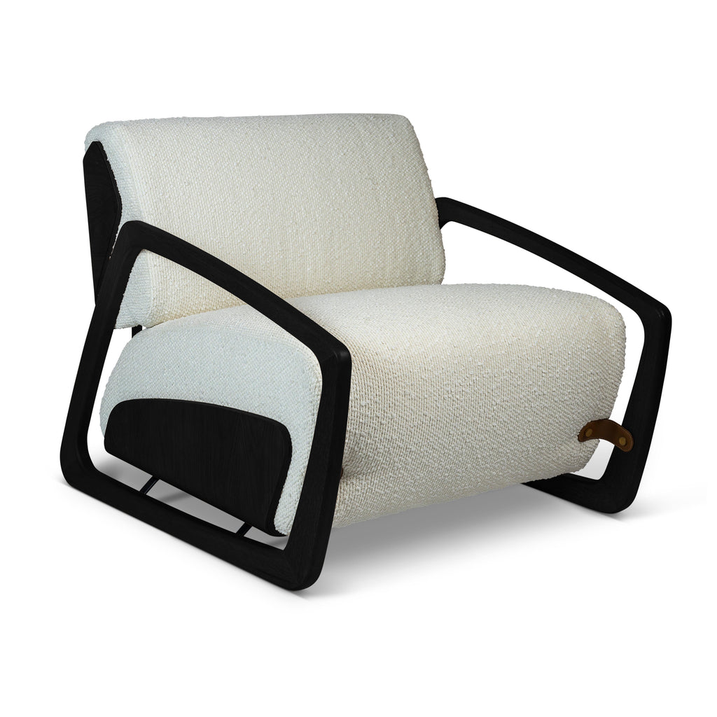 Modern Brazilian Hector Accent Chair, Boucle Ivory
