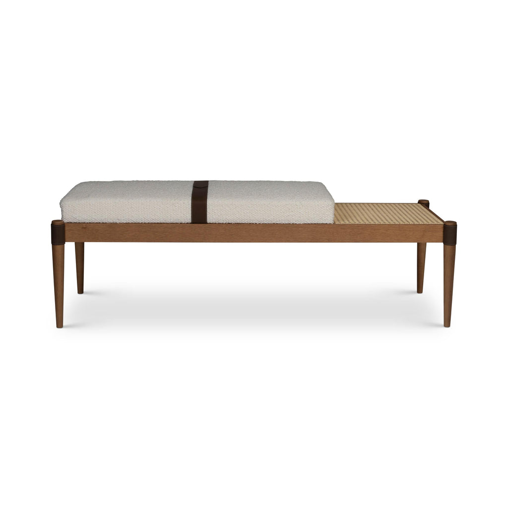 Modern Brazilian Bello Bench, Boucle Ivory