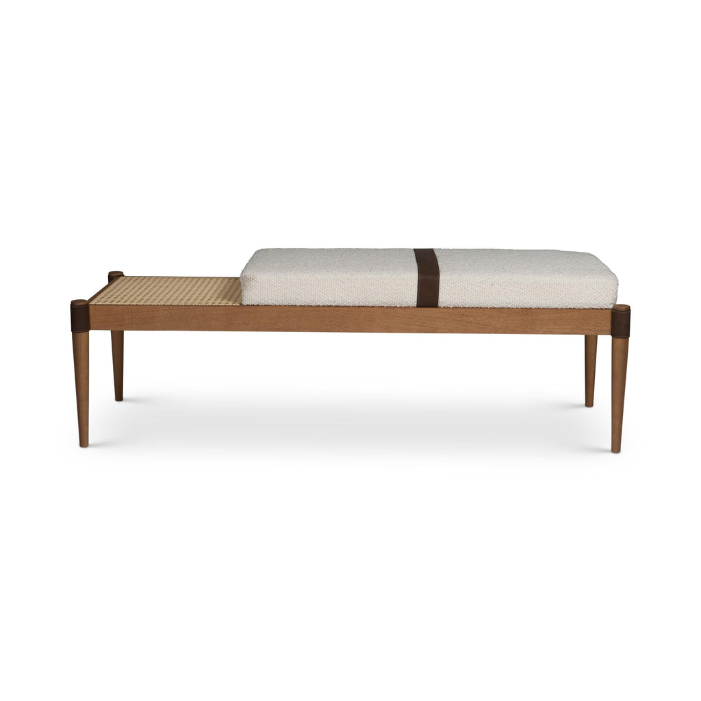 Modern Brazilian Bello Bench, Boucle Ivory