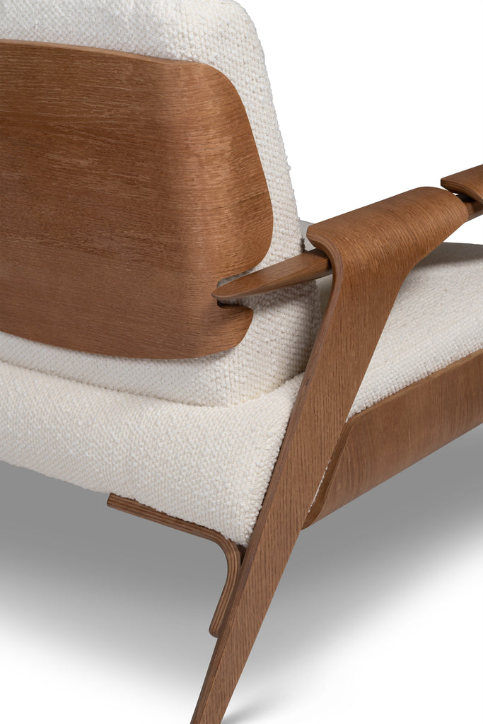 Modern Brazilian Fly Accent Chair, Boucle Ivory